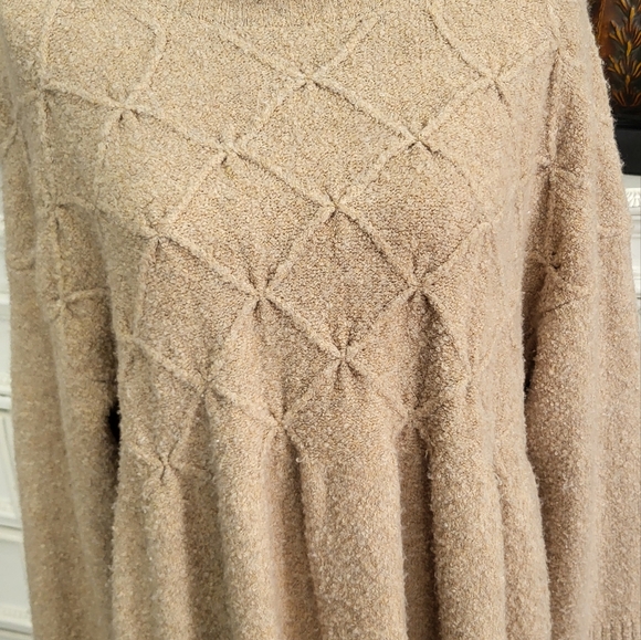 Free People Over Sized Sweater Dress Sz M Tan - Picture 3 of 8